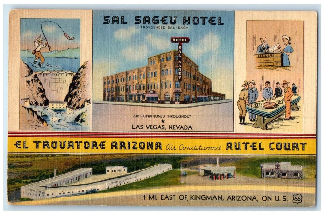 c1940 Sal Sageu Hotel Building Multi-View Las Vegas Nevada NV Unposted Postcard