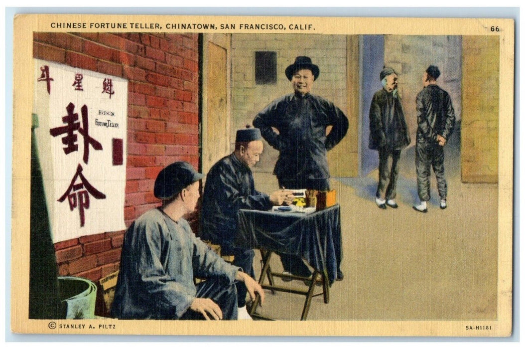 c1940 Chinese Fortune Teller Chinatown San Francisco California Vintage Postcard