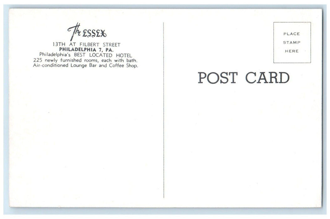 c1940's The Essex Hotel Building Philadelphia Pennsylvania PA Vintage Postcard
