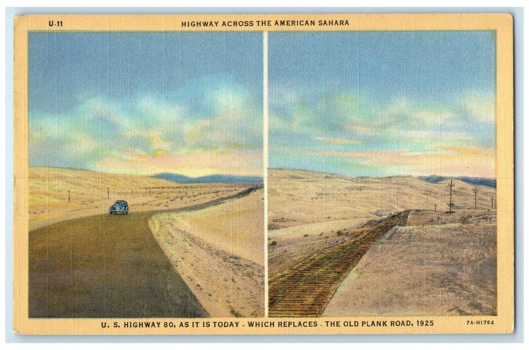 1940 Highway Across American Sahara Multi-View Old Plank Tucson Arizona Postcard