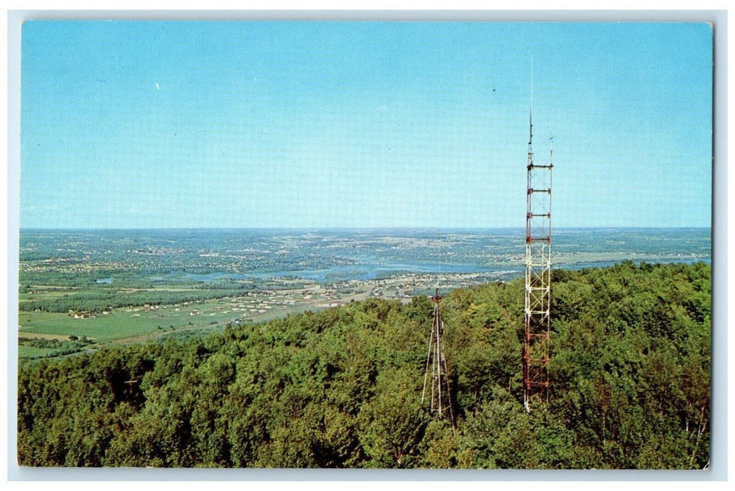 1960 Lookout Tower Rib Mountain Wisconsin River Wausau Distance Vintage Postcard