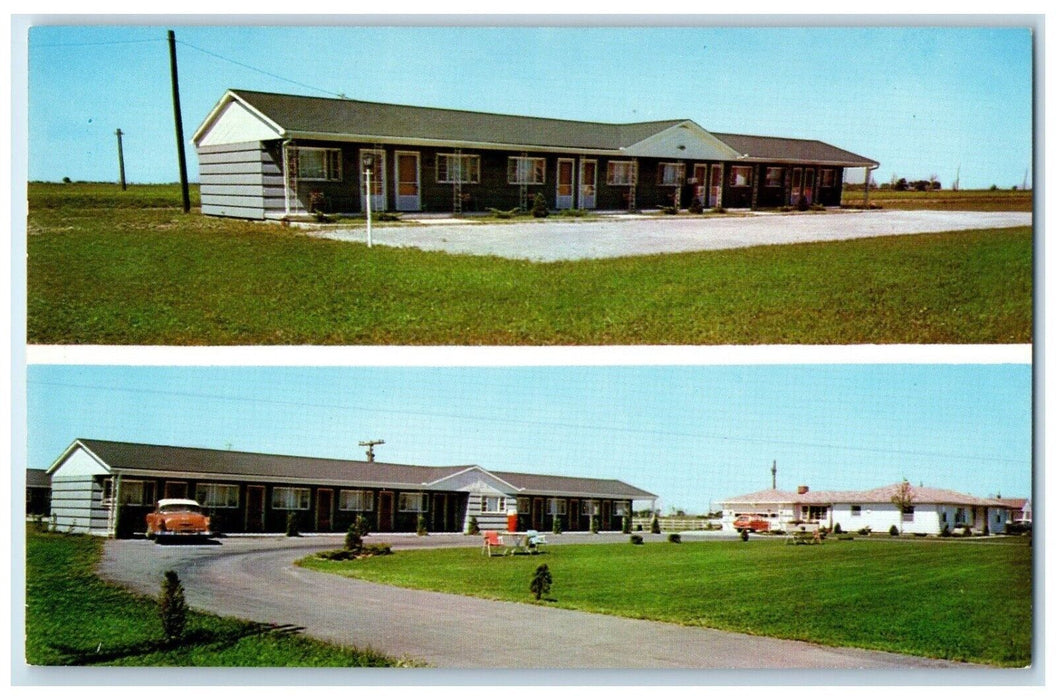 c1950's Clearview Motel Paulding Ohio OH Car Scene Dual View Vintage Postcard