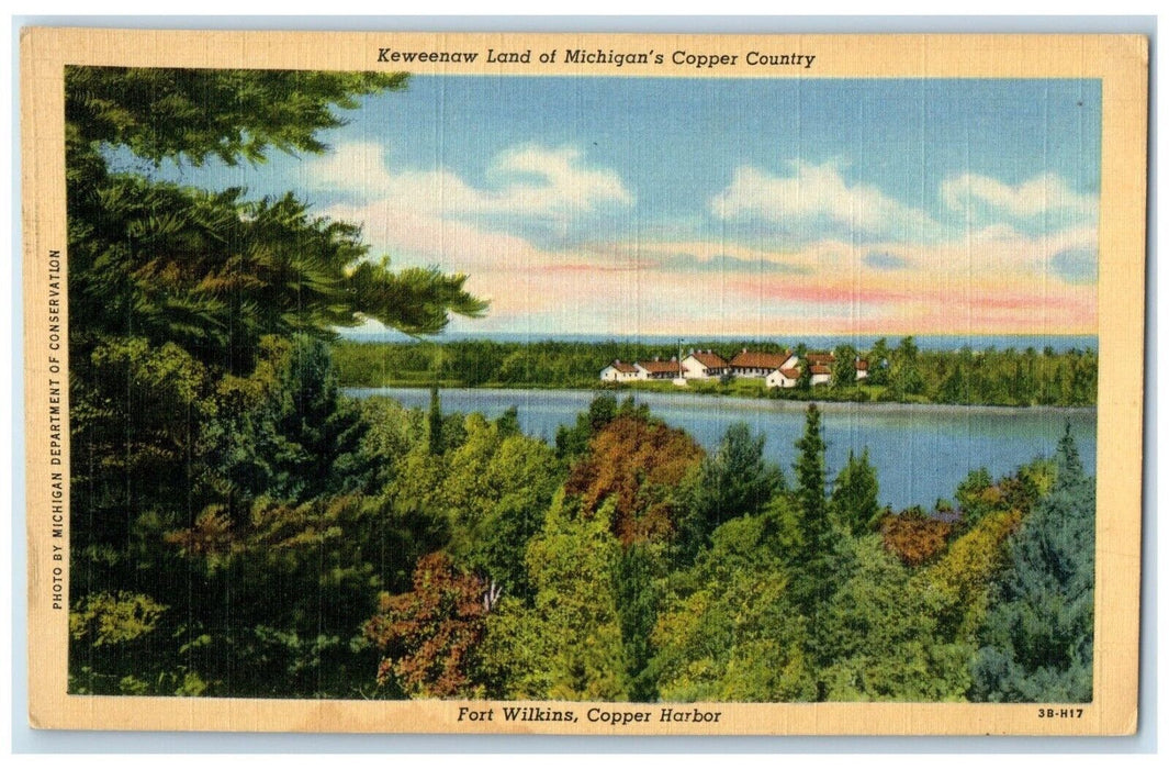 1940 Keweenaw Land Michigan Copper Country Fort Wilkins Copper Harbor Postcard