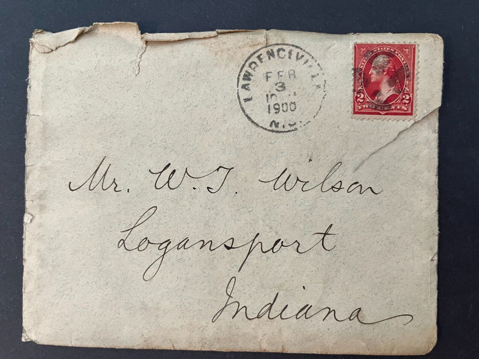 1900 Mr. Wilson Lawrenceville New Jersey To Logansport Indiana 2 Cent