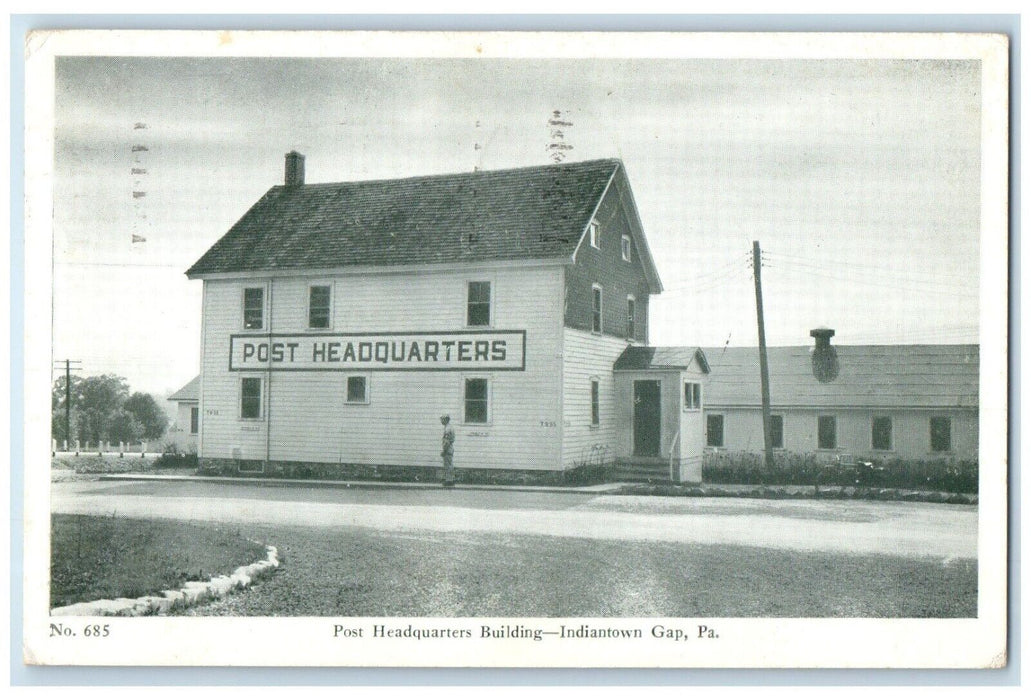 1943 Post Headquarters Building Indiantown Gap Pennsylvania PA Vintage Postcard