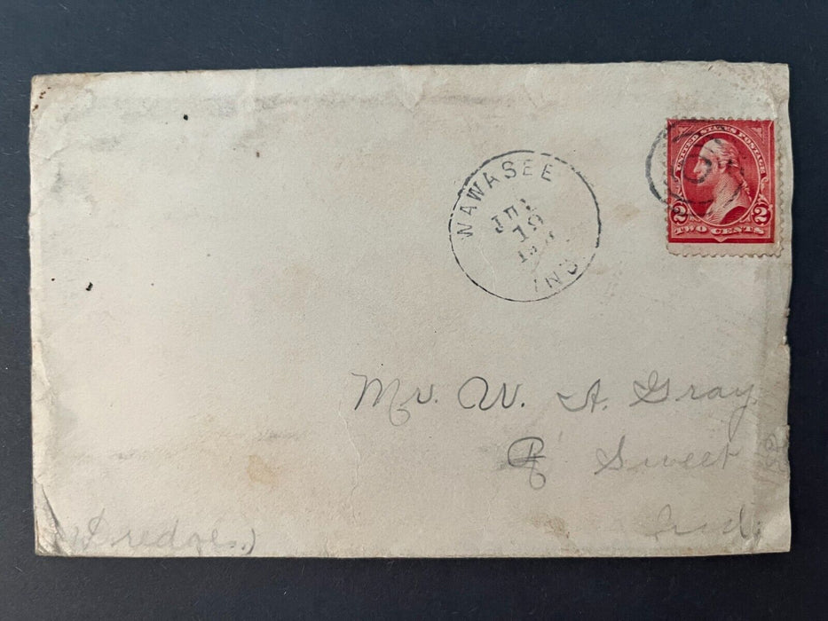 1901 Mr. Gray Wawasee Indiana To Sweet Home Target Cancel 2 Cent Cover