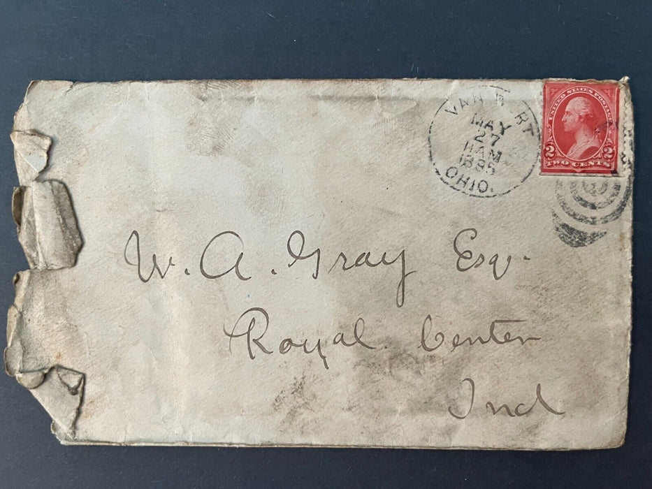 1895 Mr. Gray Van Wort Ohio Royal Center Indiana Target Cancel 2 Cent Cover