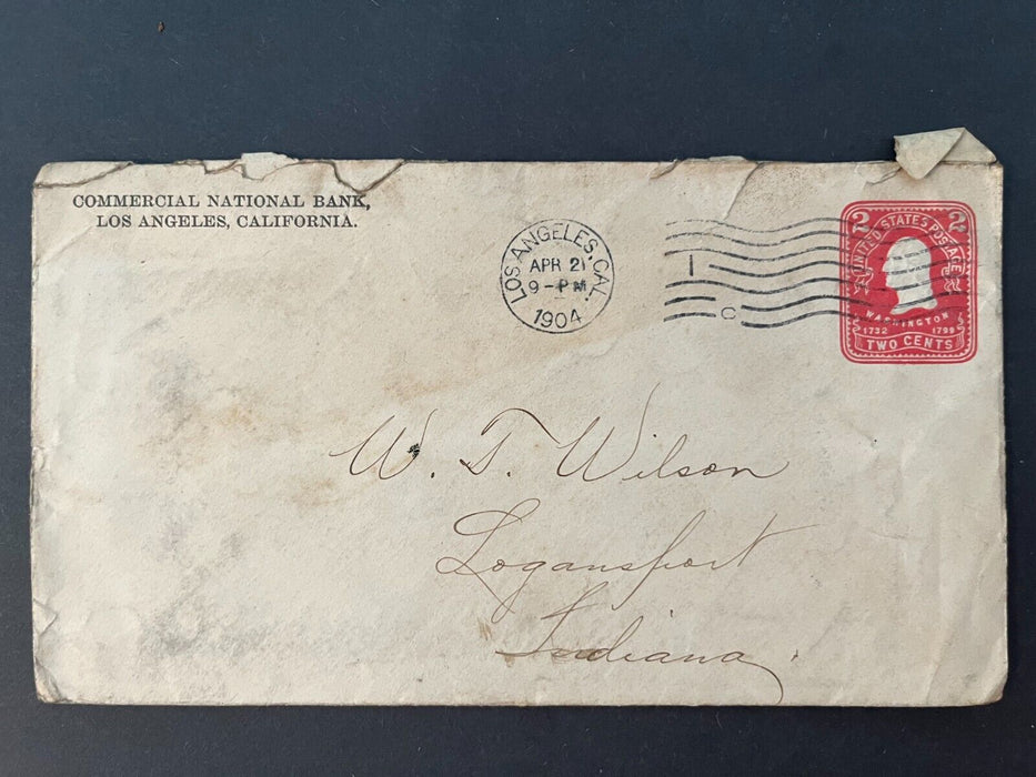 1904 Commercial National Bank Los Angeles California Logansport IN 2 Cent Cover