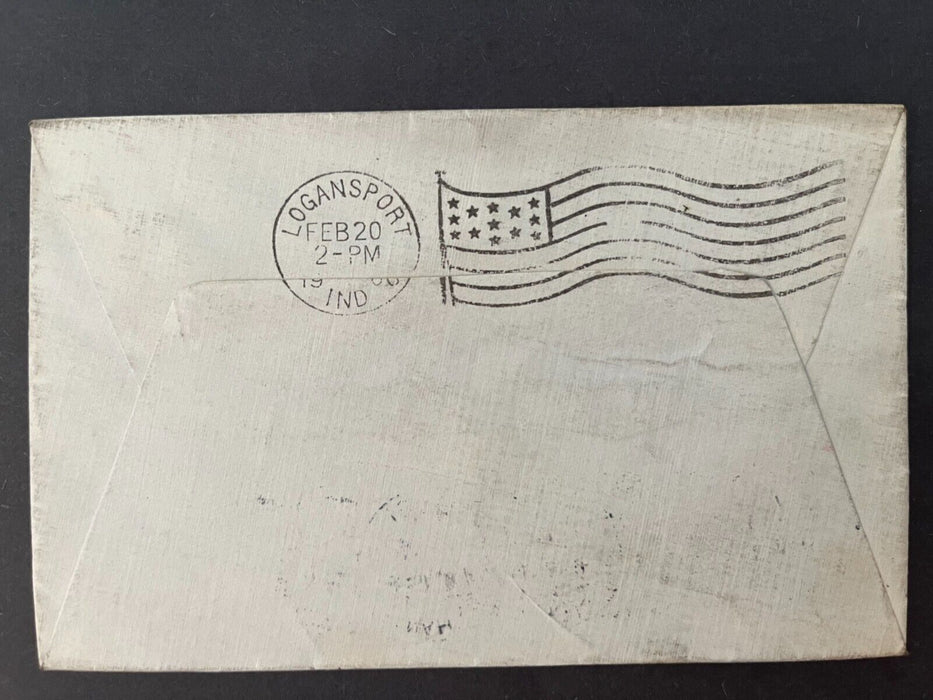 1906 Mr. Wilson Neenah Wisconsin Logansport Indiana Flag Cancel 2 Cent Cover