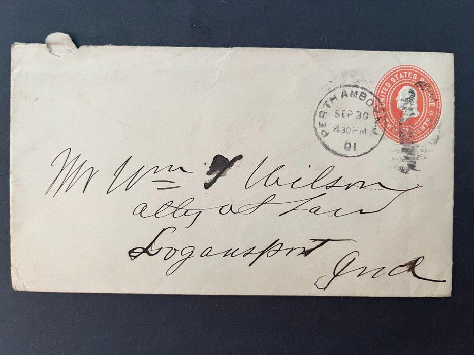 Mr. Wilson Perth Amboy New Jersey Logansport Indiana Duplex Cancel 2 Cent Cover