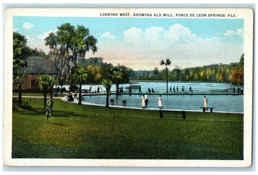 c1920 Looking West Showing Old Mill Ponce De Leon Springs Florida FL Postcard