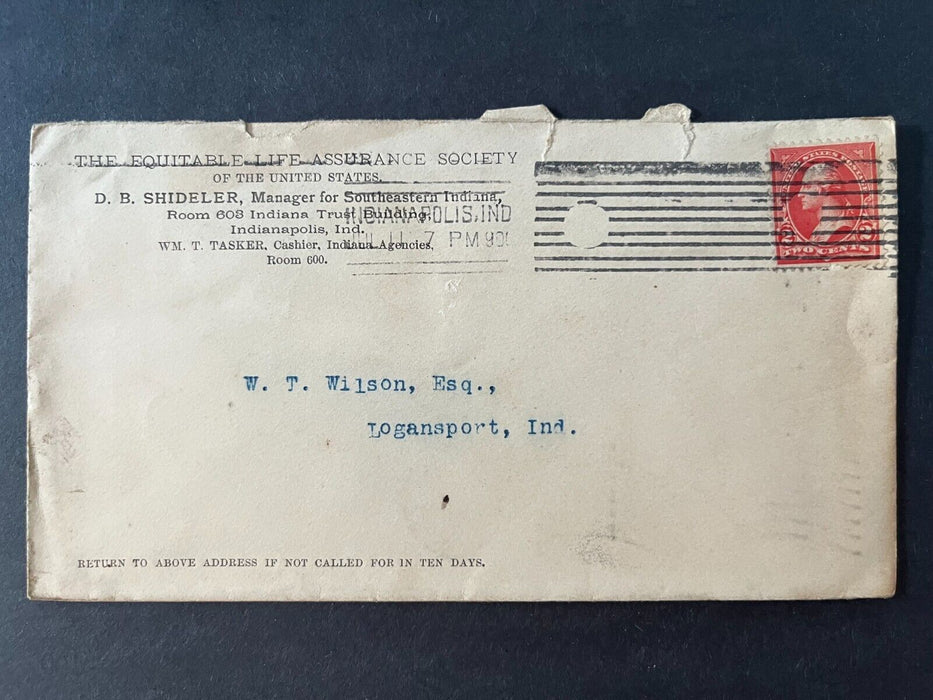 The Equitable Life Assurance Society Indianapolis Indiana Logansport 2Cent Cover