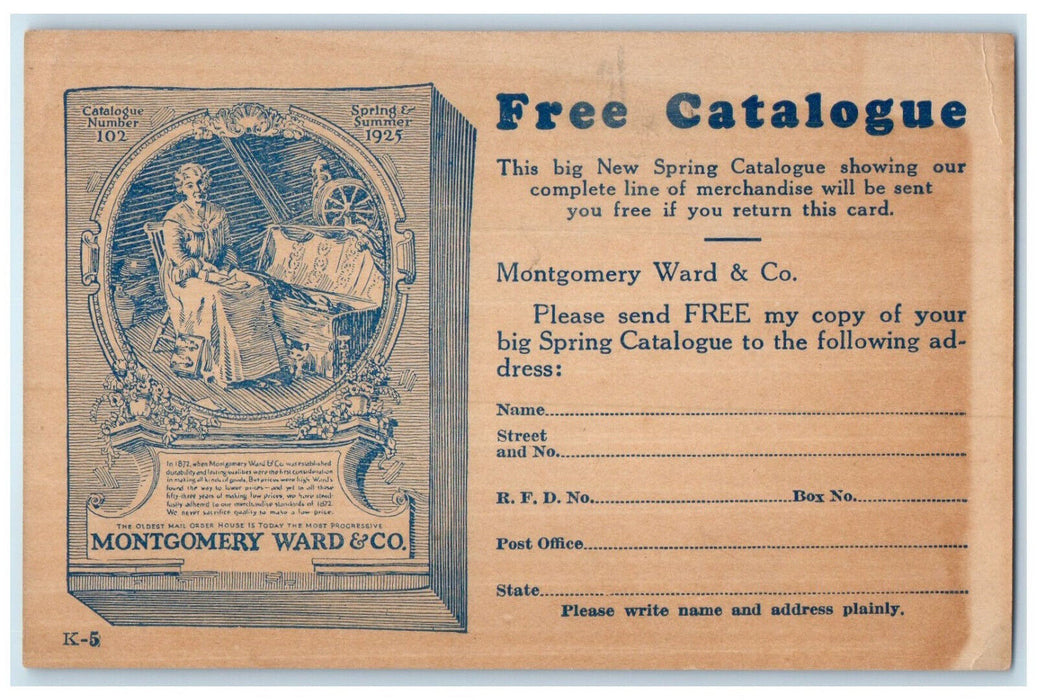 c1950's Free Catalogue Montgomery Ward & Co. Kansas City MO Postal Card