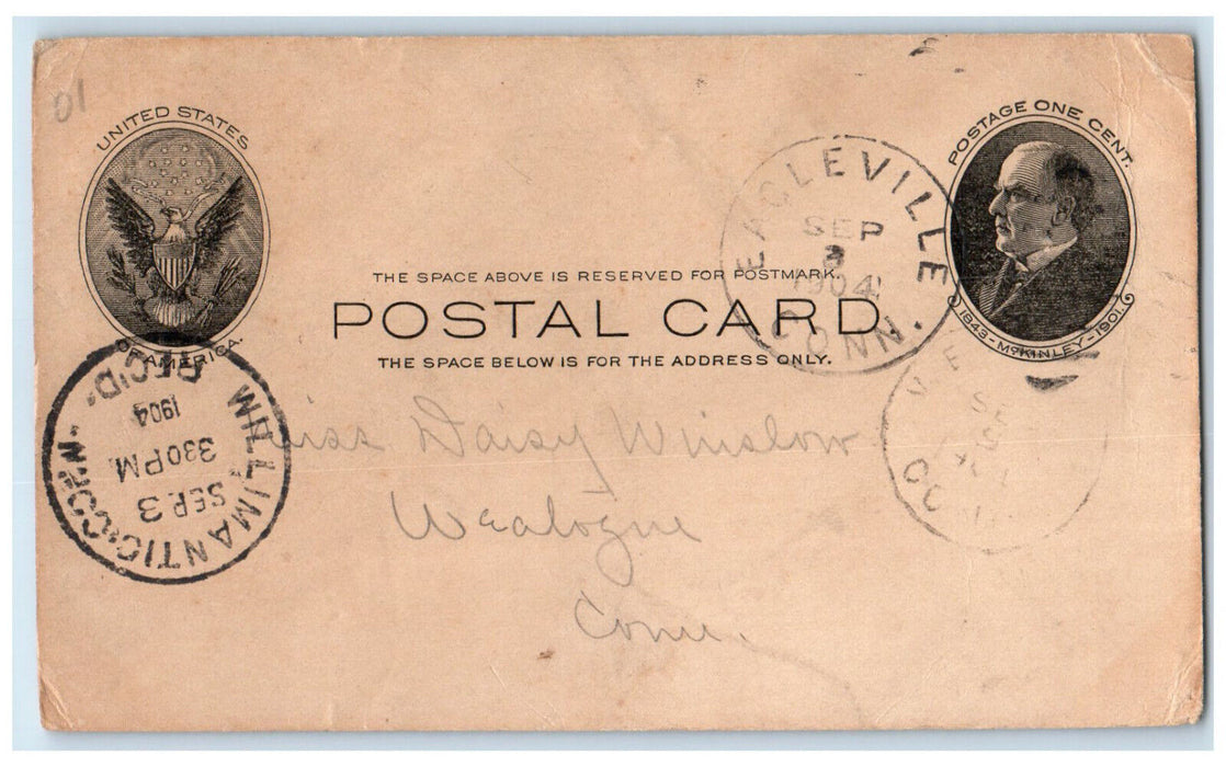 1904 Thank You Message Willimantic Connecticut CT Eagleville CT Postal Card