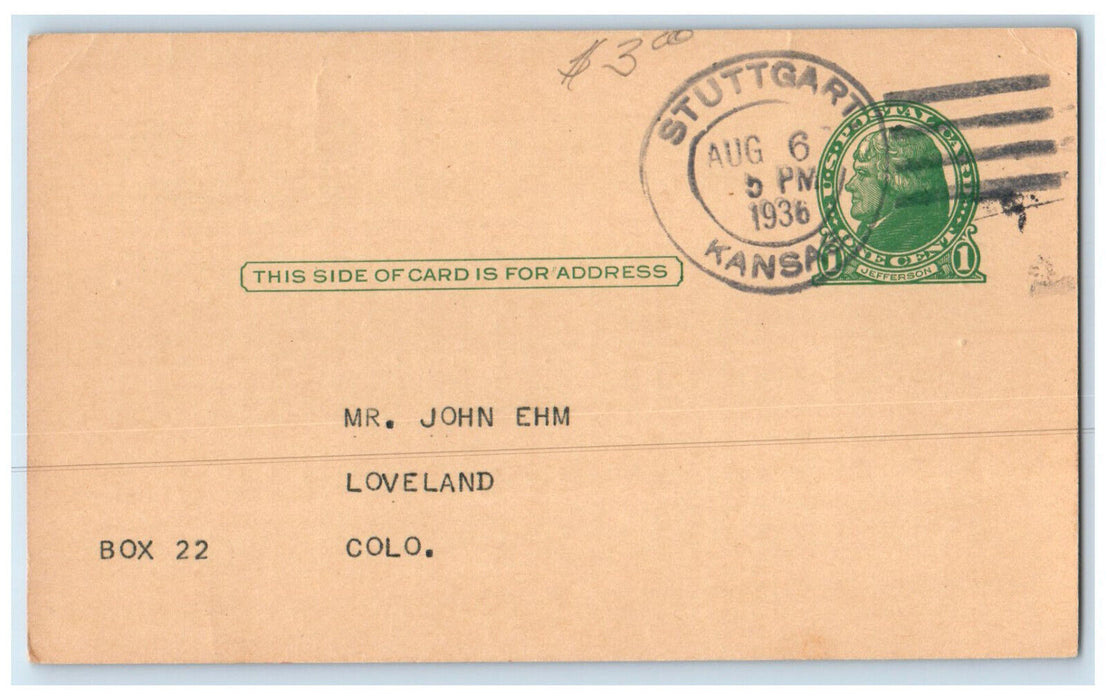 1936 Letter to Parents Birthday Wishes Prairie View Kansas KS Postal Card