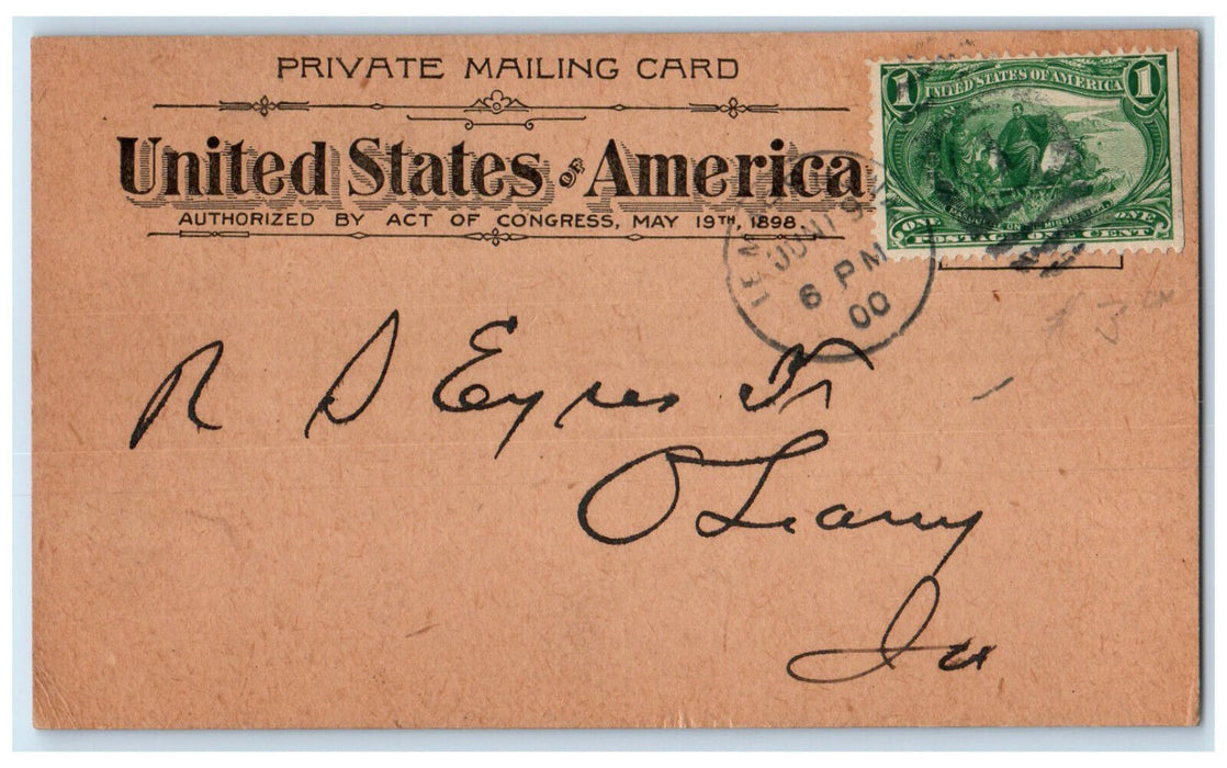 1900 View of German-American Savings Bank Le Mars Iowa IA PMC Postal Card