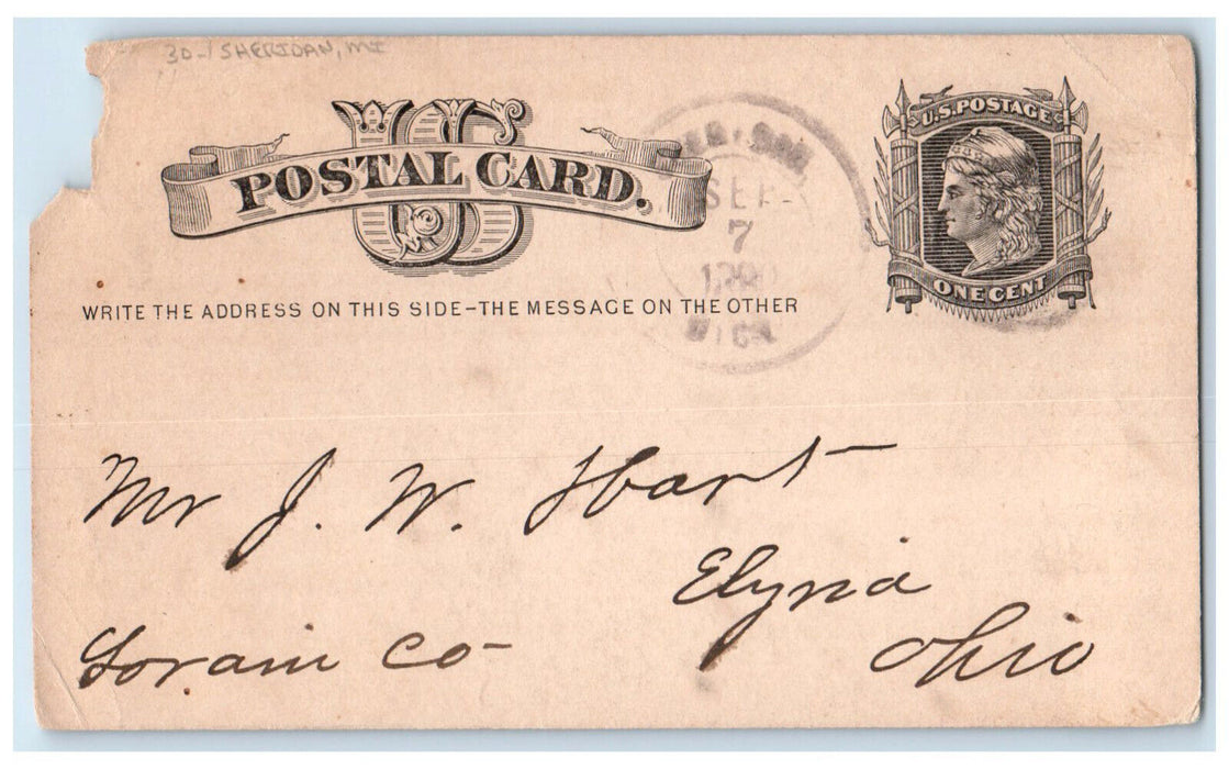 1880 Shingles Order Sheridan Michigan MI Elyria Ohio OH Antique Postal Card