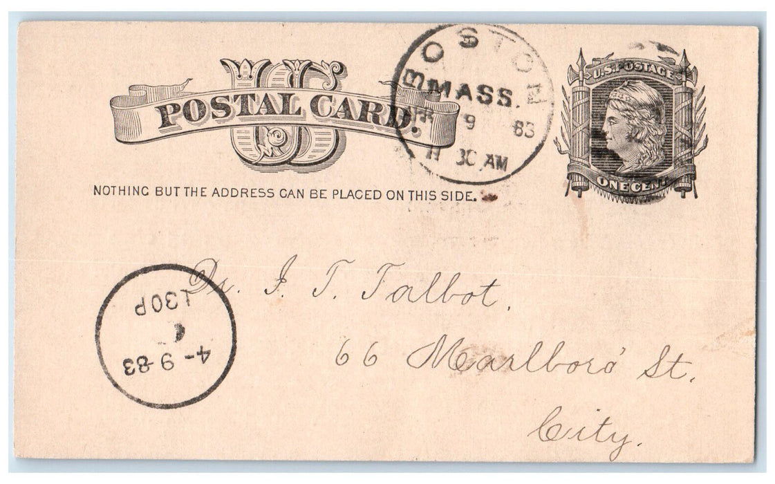 1883 Webster Historical Society Boston Massachusetts MA Antique Postal Card