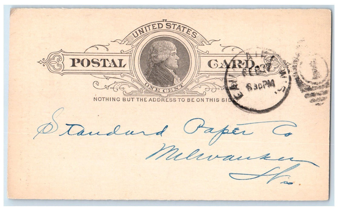 1894 Eau Claire National Bank Eau Claire Wisconsin WI Antique Postal Card