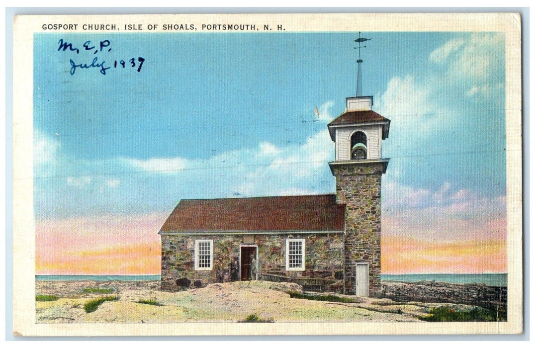 1937 Exterior View Gosport Church Isle Shoals Portsmouth New Hampshire Postcard