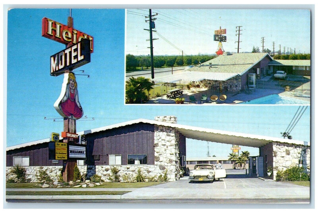 c1960 Heidi Motel South Disneyland Entrance Katella Anaheim California Postcard