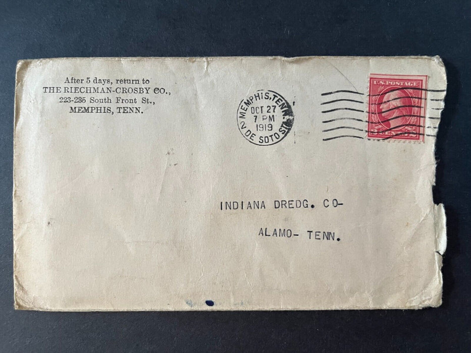 1919 The Riechman Crosby Company Memphis Tennessee To Alamo 2 Cent Cover