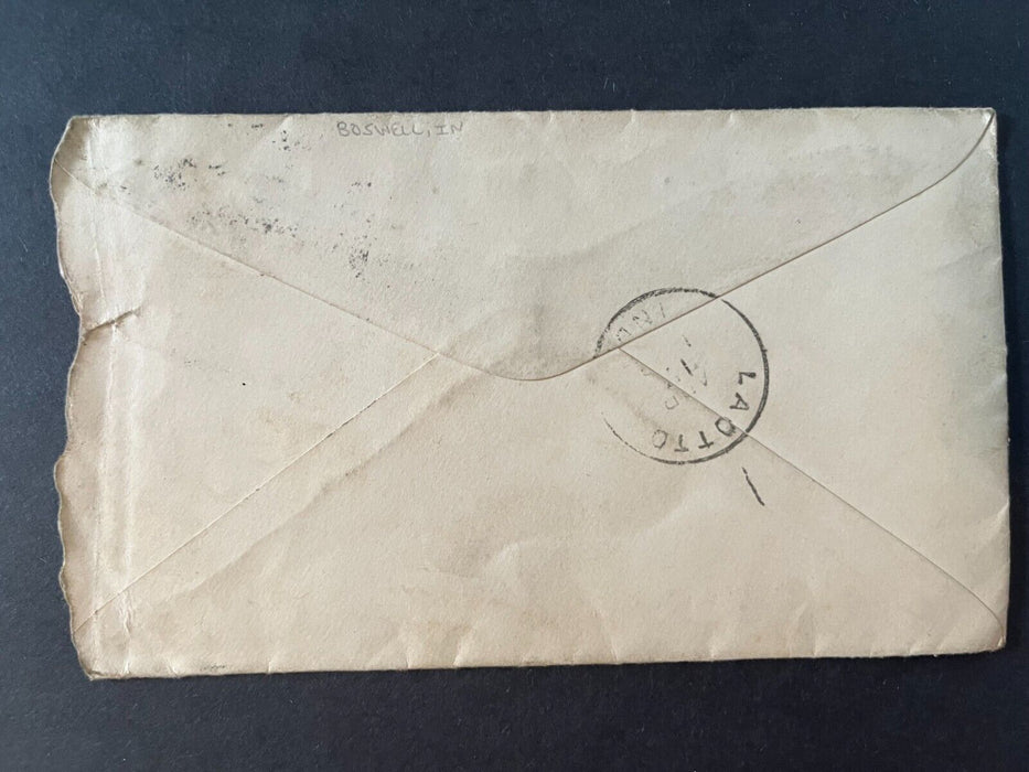 1902 Mr. Gray Talbot Indiana To Laotto Noble County Bowell Duplex Cancel Cover