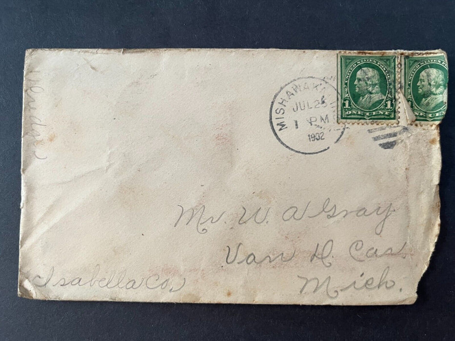 1902 Mr. Gray Mishawaka Indiana Mt. Pleasant Michigan Duplex Cancel Coil Cover