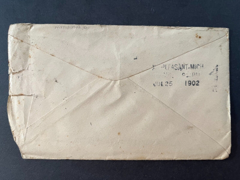 1902 Mr. Gray Mishawaka Indiana Mt. Pleasant Michigan Duplex Cancel Coil Cover