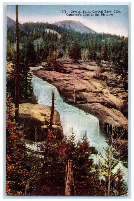 c1910 Aerial View Crystal Falls Cameron Cone Crystal Park Colorado CO Postcard