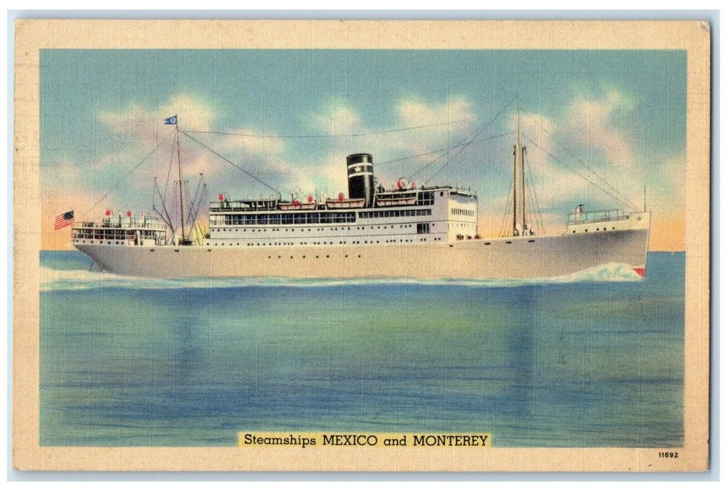1941 Steamships Mexico Monterey Cuba Mail Line Wall Street New York NY Postcard