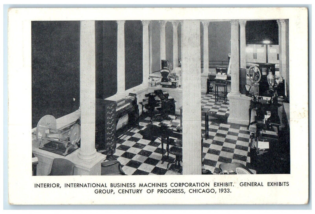 c1940 Interior International Business Machines General Exhibit Chicago Postcard