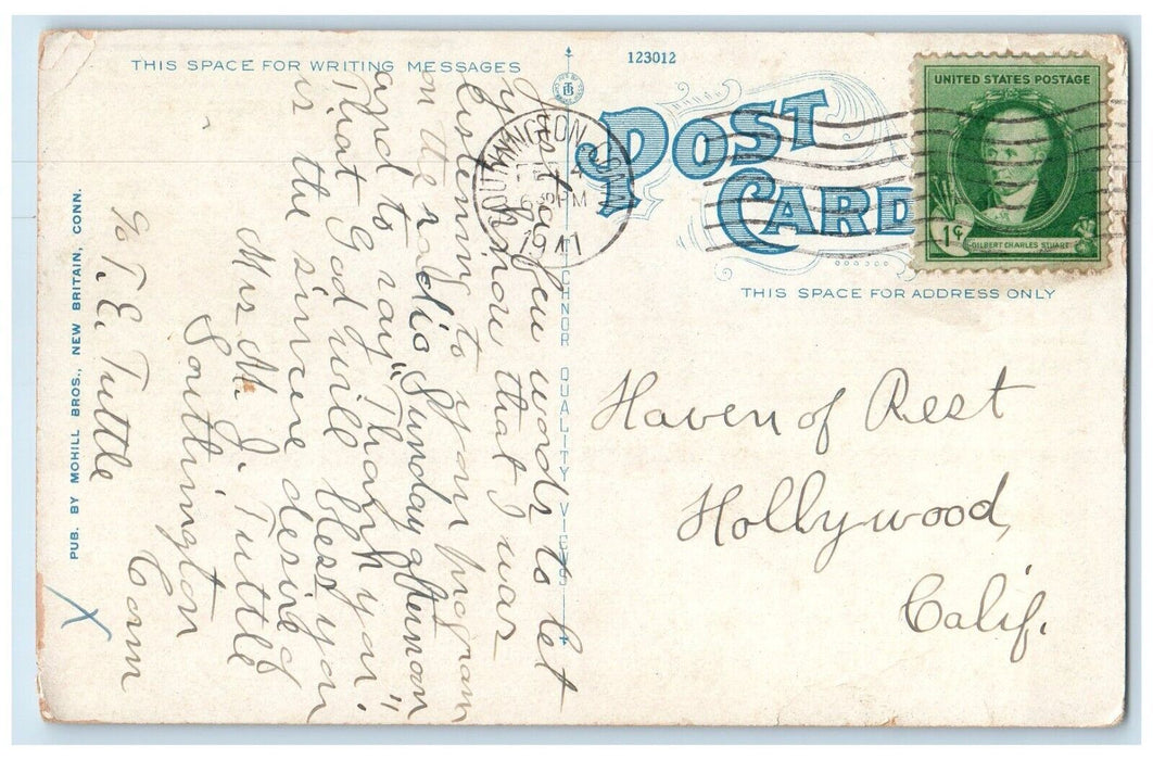 1941 Soldiers Monument Exterior Building Park New Britain Connecticut Postcard