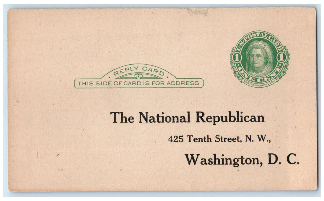 c1900's The National Republican Washington DC Subscription Letter Postal Card