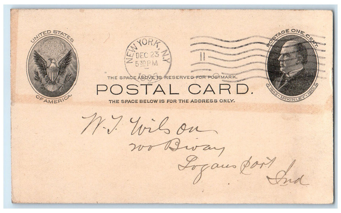 1903 New York Tribune New York City NY Logansport IN Antique Postal Card