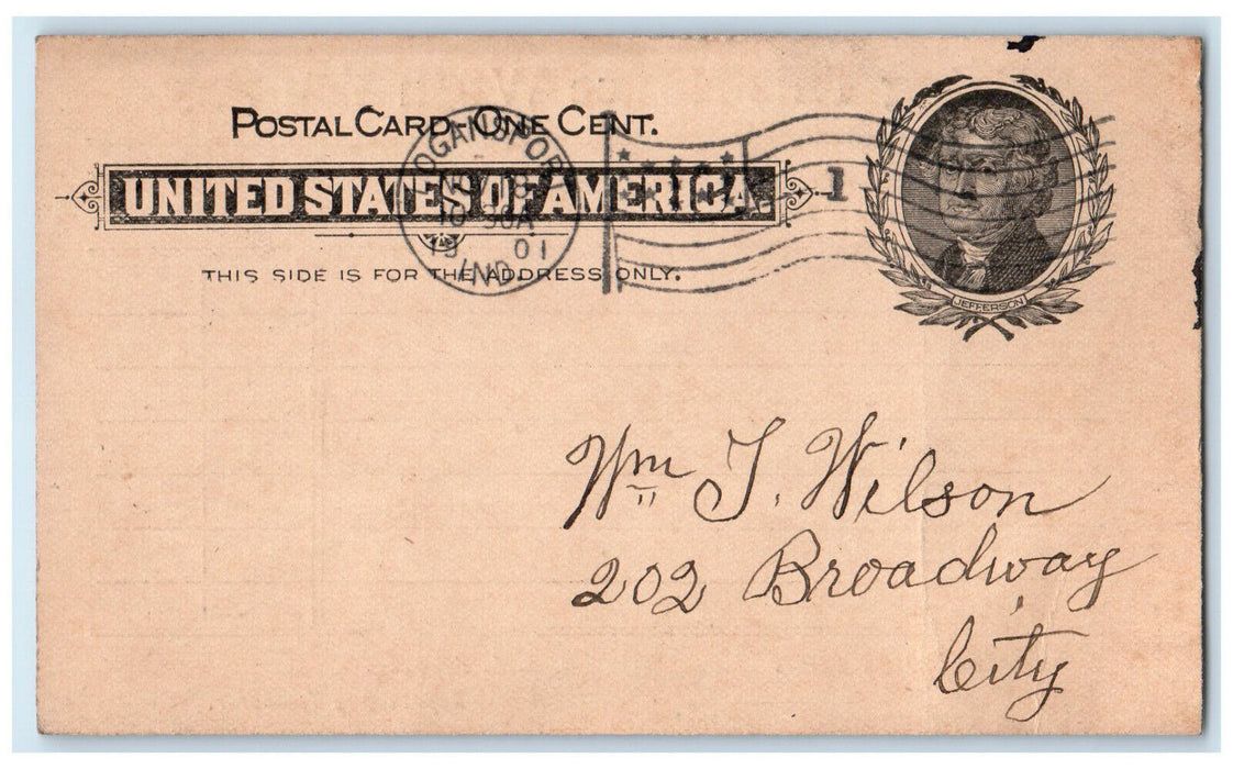 1901 DA Middleton Deputy City Treasurer Final Notice Logansport IN Postal Card