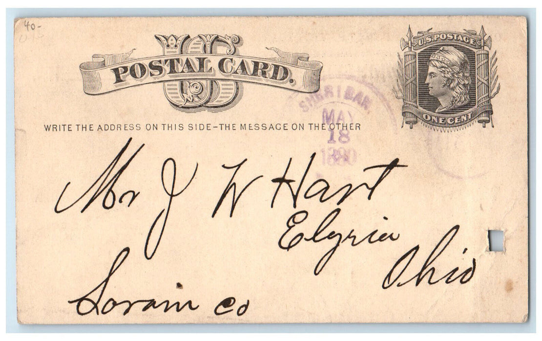 1880 Office of Neff & Prestel Dealers of Michigan Shingles Sheridan Postal Card