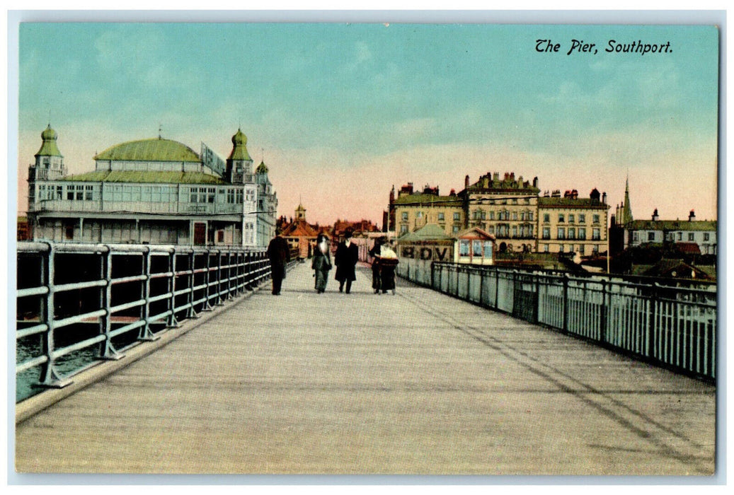 c1910 The Pier Southport Merseyside England Antique Unposted Postcard