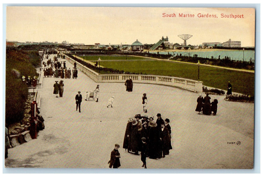 c1910 South Marine Gardens Southport Merseyside England Antique Postcard