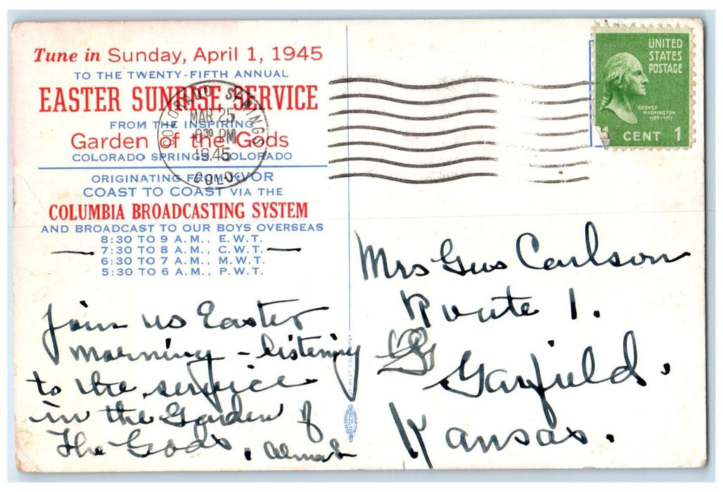 1945 Easter Sunrise Services World Cathedral Spires Colorado Spring CO Postcard