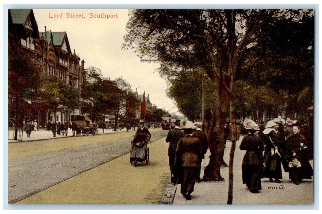 c1910 Lord Street Southport Merseyside England Antique Unposted Postcard