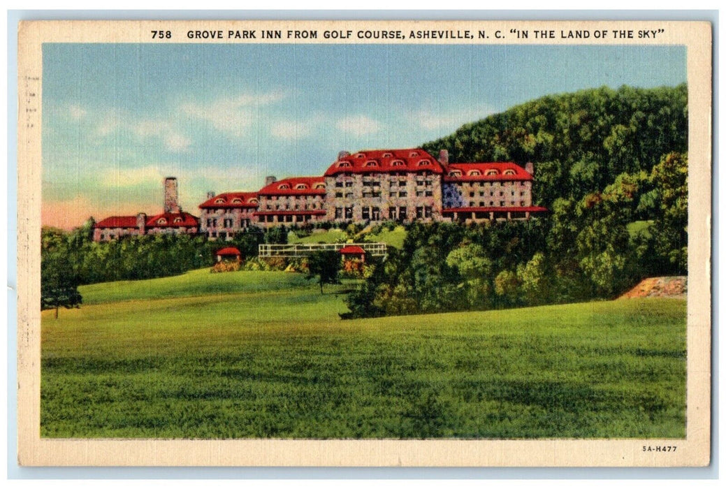 1941 Grove Park Inn Golf Course Land Of Sky Asheville North Carolina NC Postcard