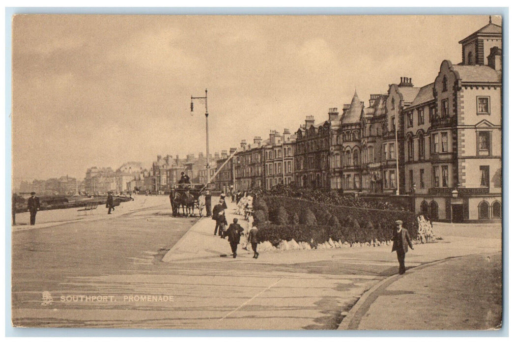 c1910 Promenade Southport Merseyside England Antique Tuck Art Postcard