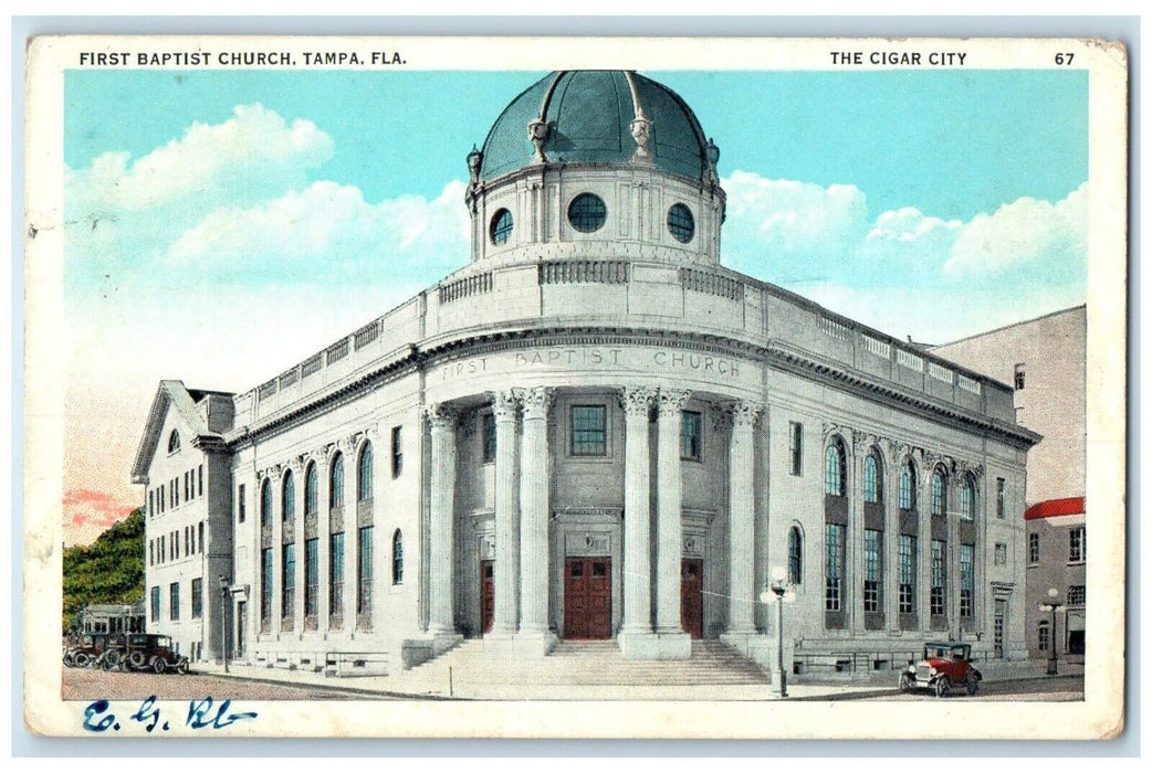 1935 First Baptist Church Cigar City Exterior Building Tampa Florida FL Postcard