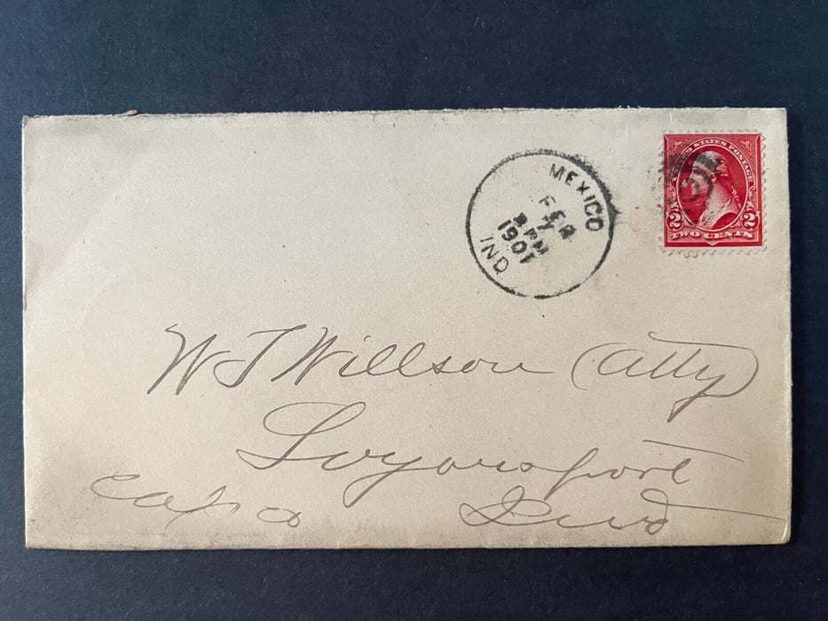 1901 Mr. Wilson Logansport Indiana Mexico Target Cancel 2 Cent Cover