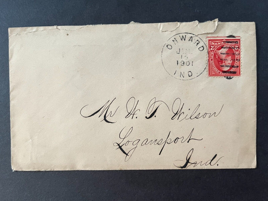1901 Mr. Wilson Onward Indiana To Logansport Duplex Cancel 2 Cent Cover