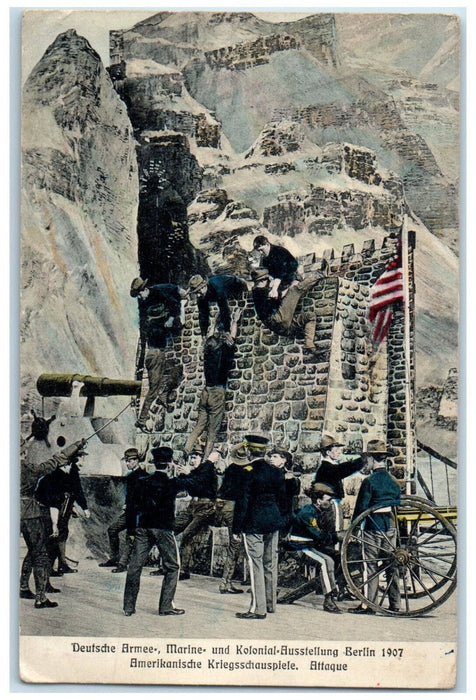 1907 Germany Army Navy Colonial House Berlin Germany Cannon Postcard