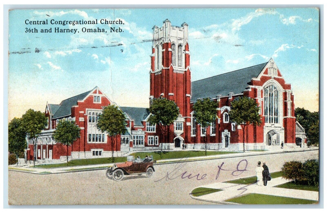 1923 Central Congregational Church Harney Exterior Road Omaha Nebraska Postcard