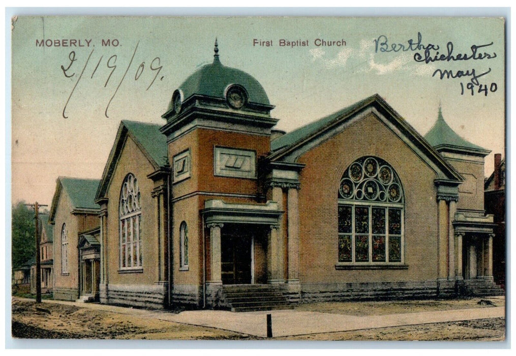 1909 First Baptist Church Chapel Exterior Building Moberly Missouri PCK Postcard