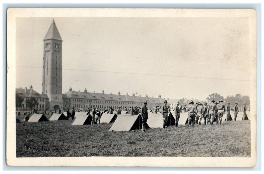 c1910's US Army Soldiers Tent Fort Sheridan Illinois IL RPPC Photo Postcard